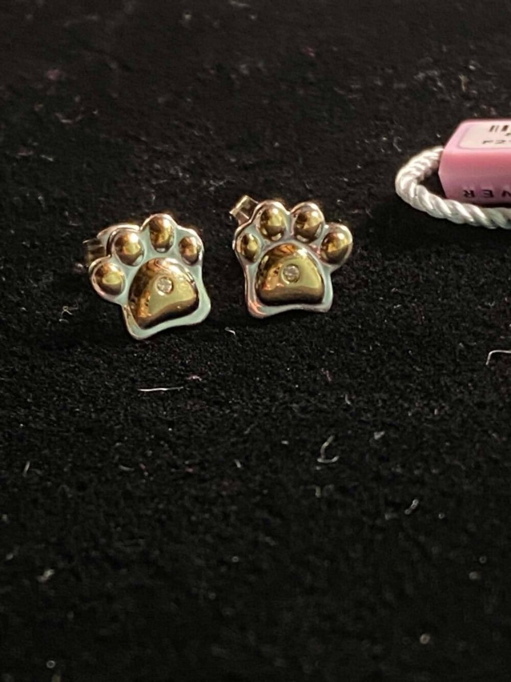 .925 GP Natural Diamond Paw earrings